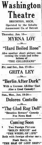 Washington Theatre - Old Ad (newer photo)